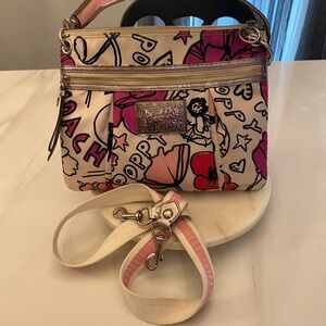 Coach Poppy Pink and Cream Shoulder Bag w/Crossbody Strap
